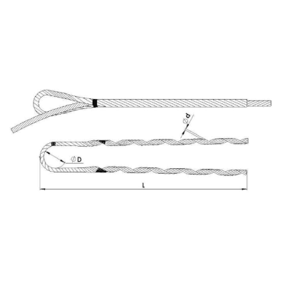 AMARRES PREFORMADO CABLE DE ACERO GALVANIZADO Ø:6.21-6.50MM L:680MM BLANCO MODELO RAAC 062-065 ARAGCU AT