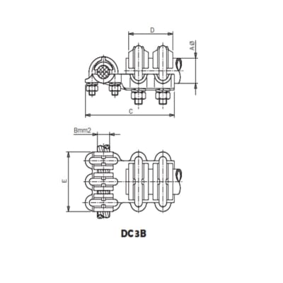 DERIVACION EN T PARA CABLE PASANTE CU Y DERIVADO TUBO/BORNA DE CU DC3B-50060 ARAGCU AS