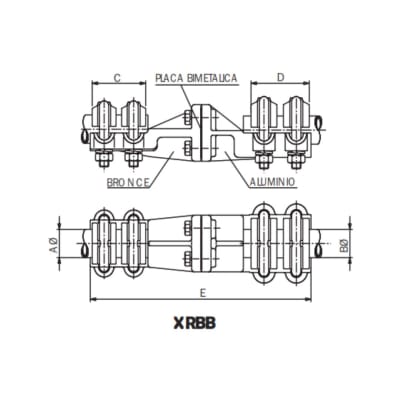 CONECTOR RECTO BIMETALICO UNION TUBO/BORNA CU A TUBO/BORNA AL XRBB-2030 AL ARAGCU AS