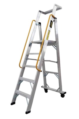 ESCALERA TIPO PLATAFORMA 13 PASOS ALUMINIO CON RUEDAS HESC-AL-6R-13-IA HORN