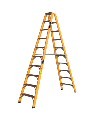 ESCALERA TIPO TIJERA DOBLE ASCENSO 18 PASOS FIBRA DE VIDRIO HESC-FV-5-18 HORN