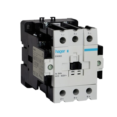 CONTACTOR EW 64A/AC3 1NA+2NC 220V 50/60HZ. HAGER