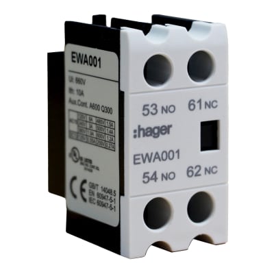 CONTACTO AUXILIAR FRONTAL 1NA+1NC PARA CONTACTOR 7A A 90A HAGER