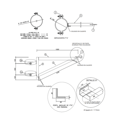 ARMADOS TIPO 1 EXTENSOR METALICO 1000X1030MM GALV CALIENTE ARAGCU AR