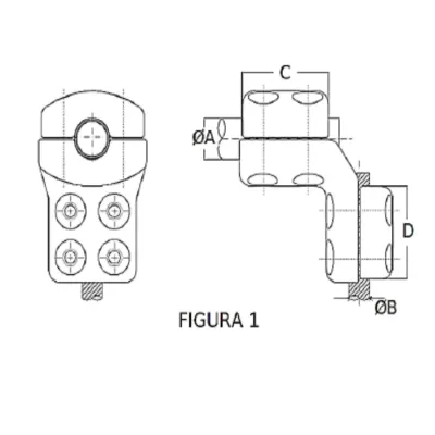 CONECTORES ANTICORONA TUBO-CABLE ACODADO 90° F1 T:Ø40MM C:Ø20.3-22.7MM MODELO 350.819 ARAGCU EI