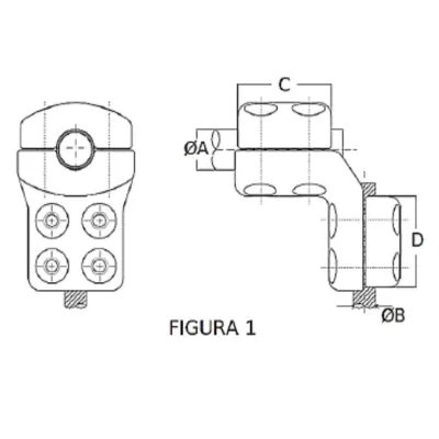 CONECTORES ANTICORONA TUBO-CABLE ACODADO 90° F1 T:Ø40MM C:Ø32.6-36.0MM MODELO 350.822 ARAGCU EI