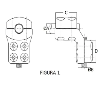 CONECTORES ANTICORONA TUBO-CABLE ACODADO 90° F1 T:Ø55MM C:Ø32-36MM MODELO 350.831 ARAGCU EI