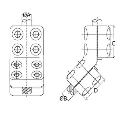 CONECTORES ANTICORONA TUBO-CABLE ACODADO 45° T:Ø30MM C:Ø27.1-29.2MM MODELO 350.9631 ARAGCU EI