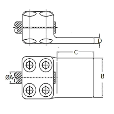 CONECTORES ANTICORONA RECTO CABLE-PLATINA F1 C:Ø12.5-14.6MM P:80X80MM MODELO 351.151 ARAGCU EI