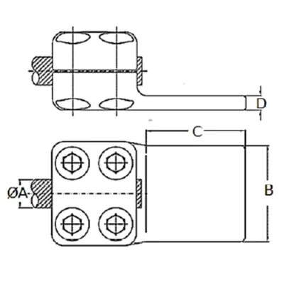 CONECTORES ANTICORONA RECTO CABLE-PLATINA F1 C:Ø15.8-17.5MM P:80x80MM MODELO 351.152 ARAGCU EI
