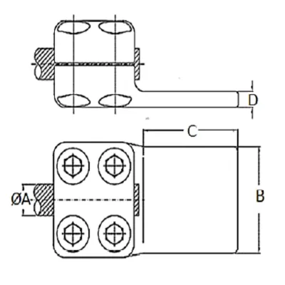 CONECTORES ANTICORONA RECTO CABLE-PLATINA F1 C:Ø20.3-22, 7MM P:100x100MM MODELO 351.161 ARAGCU EI