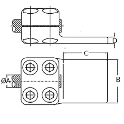 CONECTORES ANTICORONA RECTO CABLE-PLATINA F1 C:Ø24.4-26.2MM P:60x100MM MODELO 351.162.60 ARAGCU EI