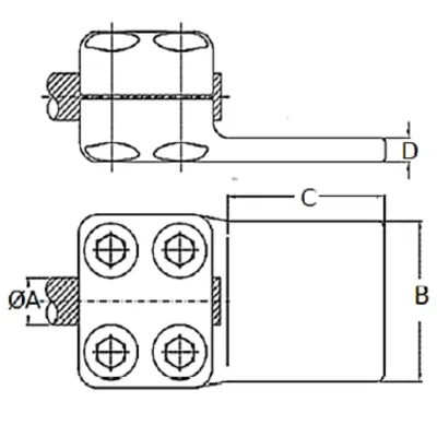 CONECTORES ANTICORONA RECTO CABLE-PLATINA F1 C:Ø24.4-26.2MM P:100x100MM MODELO 351.162 ARAGCU EI