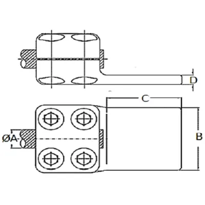 CONECTORES ANTICORONA RECTO CABLE-PLATINA F1 C:Ø29.4-31.4MM P:100x120MM MODELO 351.165 ARAGCU EI