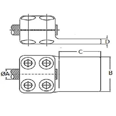 CONECTORES ANTICORONA RECTO CABLE-PLATINA F1 C:Ø41.1-45.3MM P:100x100MM MODELO 351.166 ARAGCU EI