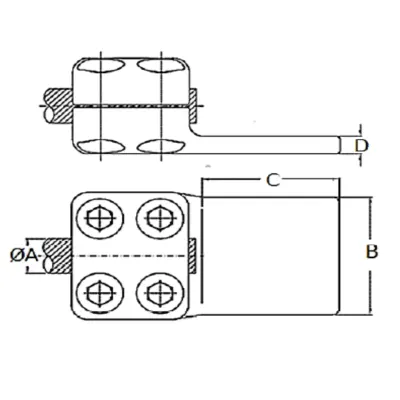 CONECTORES ANTICORONA RECTO CABLE-PLATINA F1 C:Ø32.6-36.0MM P:100x100MM MODELO 351.167 ARAGCU EI