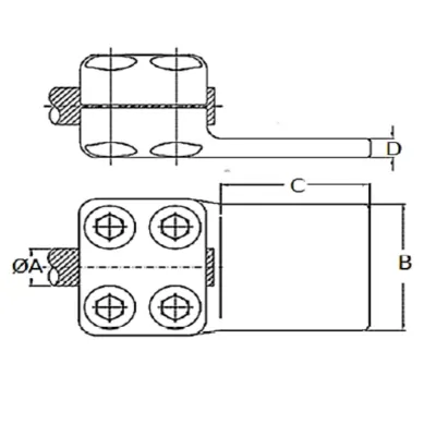 CONECTORES ANTICORONA RECTO CABLE-PLATINA F1 C:Ø20.3-22.7MM P:125x125MM MODELO 351.169 ARAGCU EI