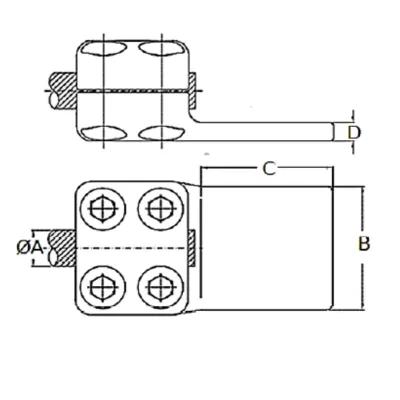 CONECTORES ANTICORONA RECTO CABLE-PLATINA F1 C:Ø12.5-14.6MM P:80x60MM MODELO 351.175 ARAGCU EI