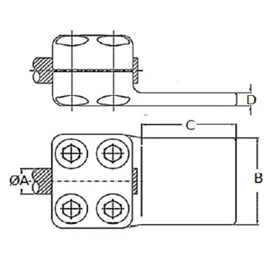 CONECTORES ANTICORONA RECTO CABLE-PLATINA F1 C:Ø32.6-36.0MM P:80x60MM MODELO 351.18 ARAGCU EI