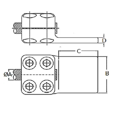 CONECTORES ANTICORONA RECTO CABLE-PLATINA F1 C:Ø54.8MM P:200x100MM MODELO 351.185 ARAGCU EI