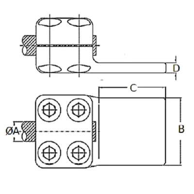 CONECTORES ANTICORONA RECTO CABLE-PLATINA F1 C:Ø32-36MM P:100x200MM MODELO 351.196 ARAGCU EI
