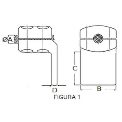 CONECTORES ANTICORONA CABLE-PLATINA ACODADO 90° F1 C:Ø15.8-17.5MM P:80x80MM MODELO 351.202 ARAGCU EI