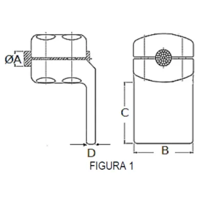 CONECTORES ANTICORONA CABLE-PLATINA ACODADO 90° F1 C:Ø20.3-22.7MM P:100x100MM MODELO 351.211 ARAGCU EI