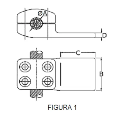 CONECTORES CABLE-PLATINA DERIVACION EN ''T'' F1 C:Ø15.8-17.5MM P:80x80MM MODELO 351.452 ARAGCU EI
