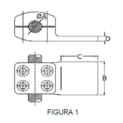 CONECTORES CABLE-PLATINA DERIVACION EN ''T'' F1 C:Ø20.3-22MM P:80x80MM MODELO 351.453 ARAGCU EI
