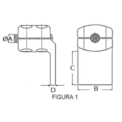 CONECTORES ANTICORONA CABLE-PLATINA ACODADO 90° F1 C:Ø27.1-29.3MM P:175x175MM MODELO 351.837 ARAGCU EI
