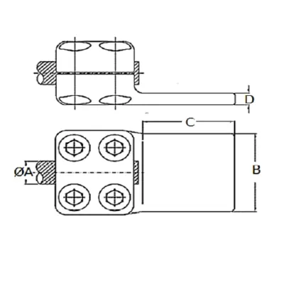 CONECTORES ANTICORONA RECTO CABLE-PLATINA F1 C:Ø15.8-17.5MM P:100x100MM MODELO 351.1601 ARAGCU EI
