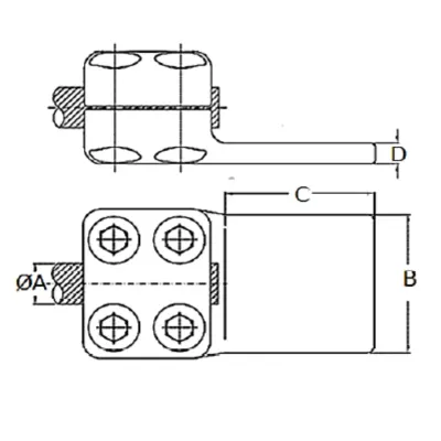 CONECTORES ANTICORONA RECTO CABLE-PLATINA F1 C:Ø24.4-26.1MM P:80x60MM MODELO 351.1781 ARAGCU EI
