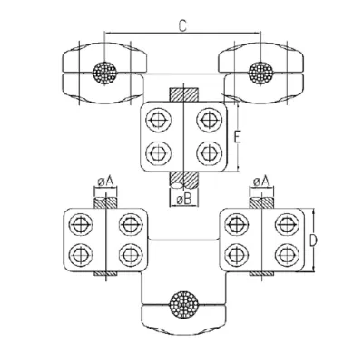 CONECTORES ANTICORONA CABLE DUPLEX A CABLE ACODADO 90° P:Ø20.3-22.6MM D:Ø20.3-22.6MM MODELO 361.419C ARAGCU EI