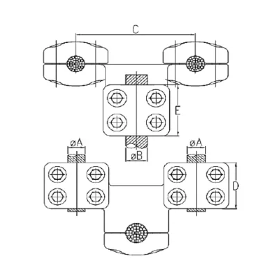 CONECTORES ANTICORONA CABLE DUPLEX A CABLE ACODADO 90° P:Ø24.4-26.2MM D:Ø32.6-36MM MODELO 361.524 ARAGCU EI
