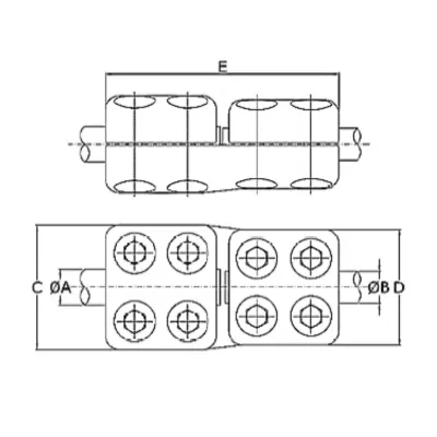 CONECTORES ANTICORONA RECTO TUBO-TUBO P:Ø40MM D:Ø30MM MODELO 350.423 ARAGCU EI