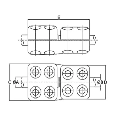 CONECTORES ANTICORONA RECTO TUBO-TUBO P:Ø30MM D:Ø30MM MODELO 350.61 ARAGCU EI