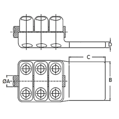 CONECTORES ANTICORONA RECTO CABLE-PLATINA F2 C:Ø27.14-29.23MM P:100x100MM MODELO 351.163T ARAGCU EI