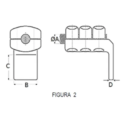 CONECTORES ANTICORONA CABLE-PLATINA ACODADO 90° F2 C:Ø29.4-31.4MM P:100x100MM MODELO 351.213T ARAGCU EI