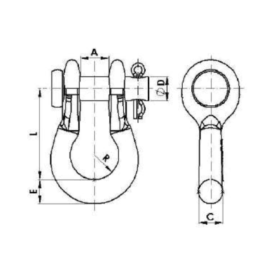 ADAPTADORES GRILLETE LIRA 12.5KN L:60MM MODELO GN-16-B ARAGCU AT