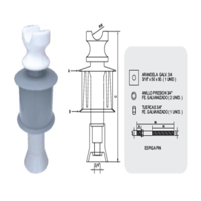AISLADOR POLIMERICO TIPO PIN HIBRIDO STPC-15kV SILICON TECHNOLOGY