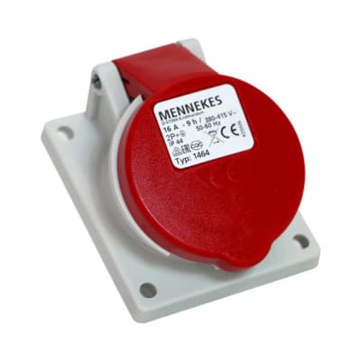 TOMA EMPOTRABLE 16AMP 2P+T 415V ROJO 9H IP44 (INCLINADO) MENNEKES