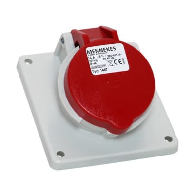 TOMA EMPOTRABLE 16AMP 3P+T 415V ROJO 6H IP44 (INCLINADO) MENNEKES