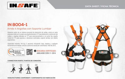 ARNES 4 ARGOLLAS CON SOPORTE LUMBAR IN 8004-1 INSAFE