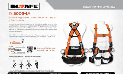 ARNES 4 ARGOLLAS EN H CON SOPORTE LUMBAR Y ASENTADERA IN 8005-1A INSAFE