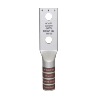 TERMINAL DE COMPRESION BARRIL LARGO CU/ES 500MCM 2Ø1/2'' EEH:1-3/4'' 35KV UL BURNDY