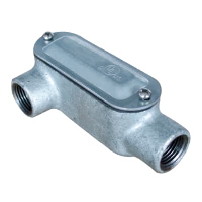 CAJA CONDULET TIPO LR 1'' FORM 5 HIERRO MALEABLE GALVANIZADO EN CALIENTE C/TAPA C/EMP CON UL E254321 JJ