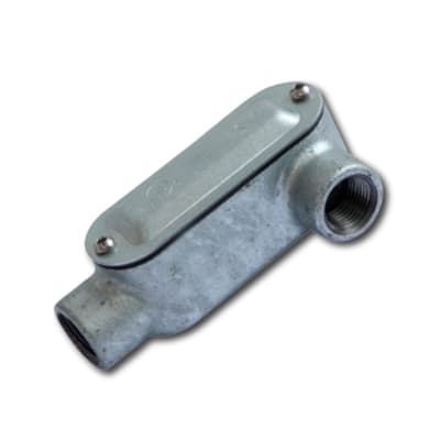 CAJA CONDULET TIPO LR 4'' FORM 5 HIERRO MALEABLE GALVANIZADO EN CALIENTE C/TAPA C/EMP CON UL E254321 JJ