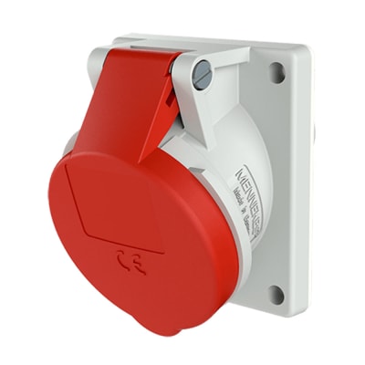TOMA EMPOTRABLE 32AMP 3P+T 415V ROJO 6H IP44 (INCLINADO) MENNEKES