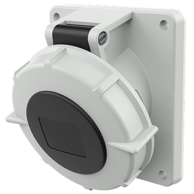 TOMA EMPOTRABLE 32AMP 6P+T 500V NEGRO 7H IP67 (CONTACTOS NIQUELADOS) MENNEKES