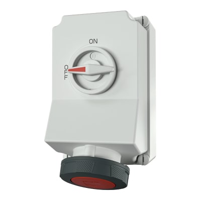 TOMA VISIBLE 63AMP 3P+T 440V C/INTERRUP. POR ENCLAVAM. MECANICO ROJO 11H IP67 MENNEKES